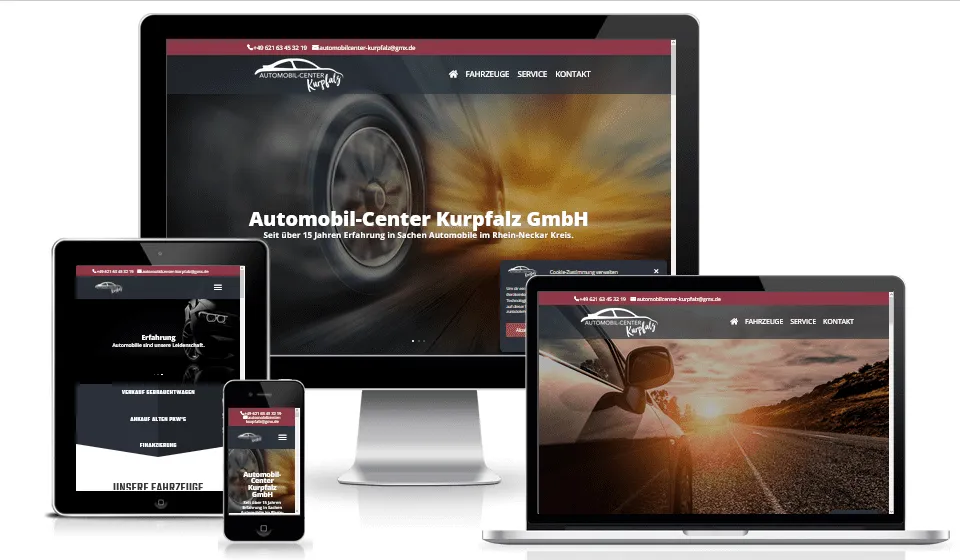 Website von Automobil-Center Kurpfalz auf mehreren Geräten