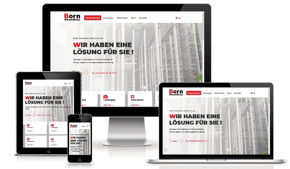 Website von Born Stahlbau auf mehreren Geräten