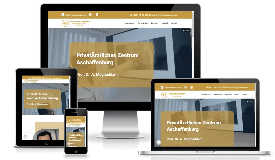 Website von Privatärztliches Zentrum Prof. Dr. Moghaddam-Alvandi auf mehreren Geräten