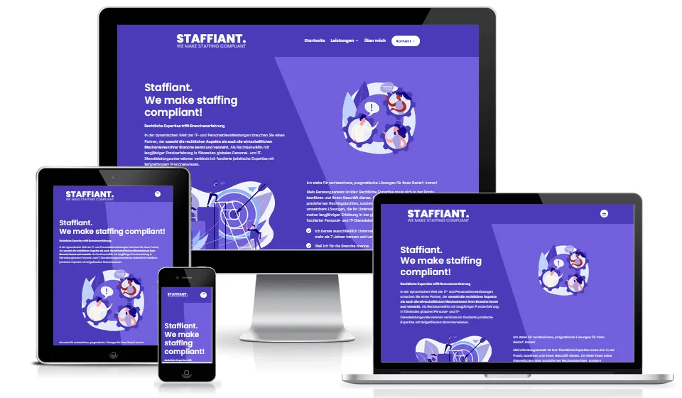 Website von Staffiant auf mehreren Geräten