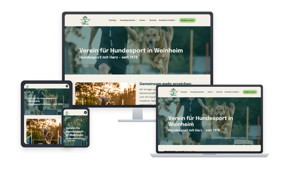 Website von Verein für Hundesport Weinheim auf mehreren Geräten